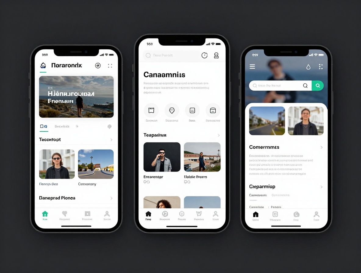 Типографика на экране смартфона и планшета, адаптивный веб-дизайн, современный интерфейс мобильного приложения