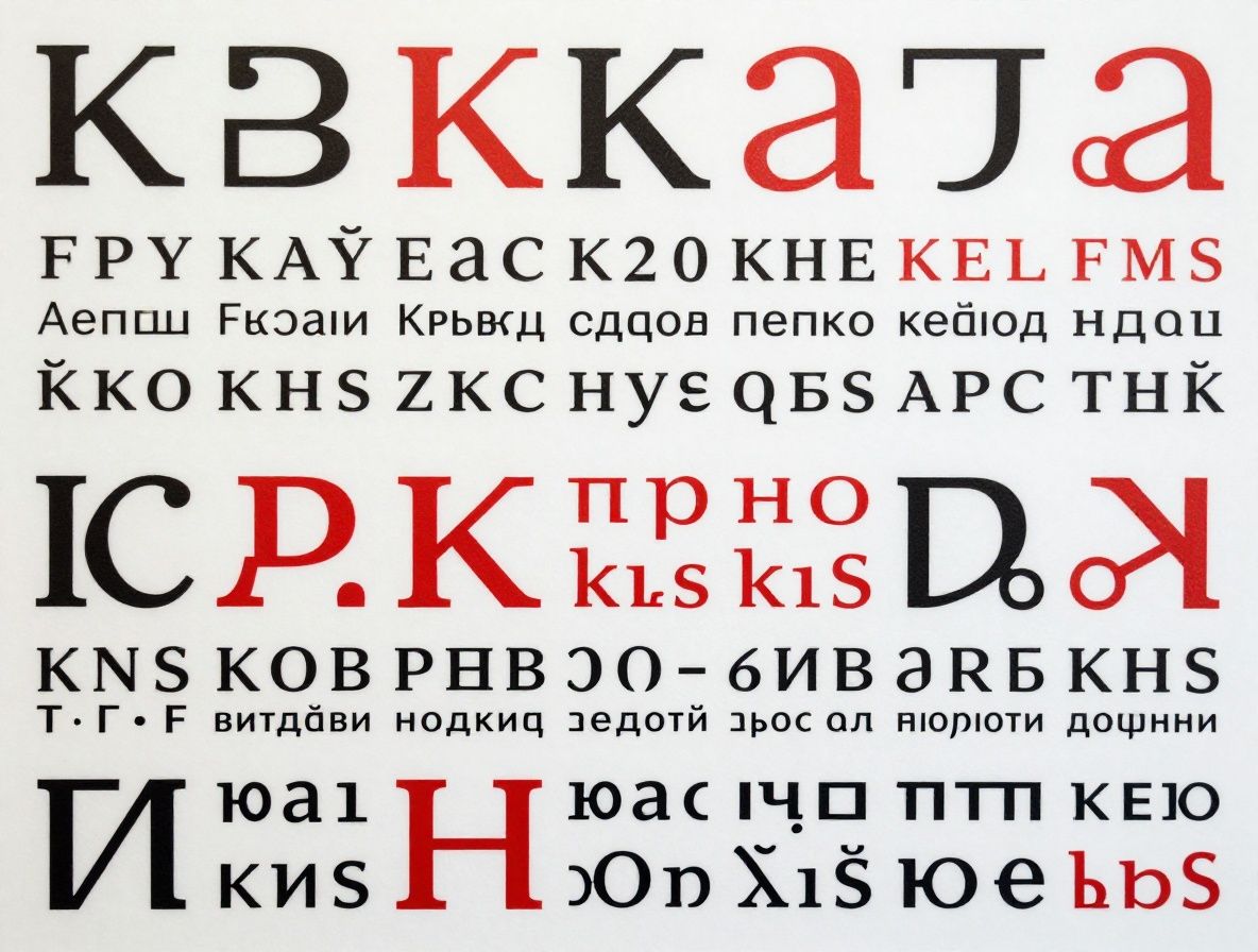 Крупные типографические знаки и буквы на белом фоне в стиле швейцарского дизайна, чёрные и красные элементы, модульная сетка